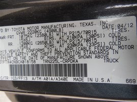 2012 Toyota Tacoma Gray Extended Cab 2.7L AT 2WD #Z24634